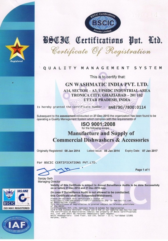 2014 – CERTIFIED ISO 9001 – 2008